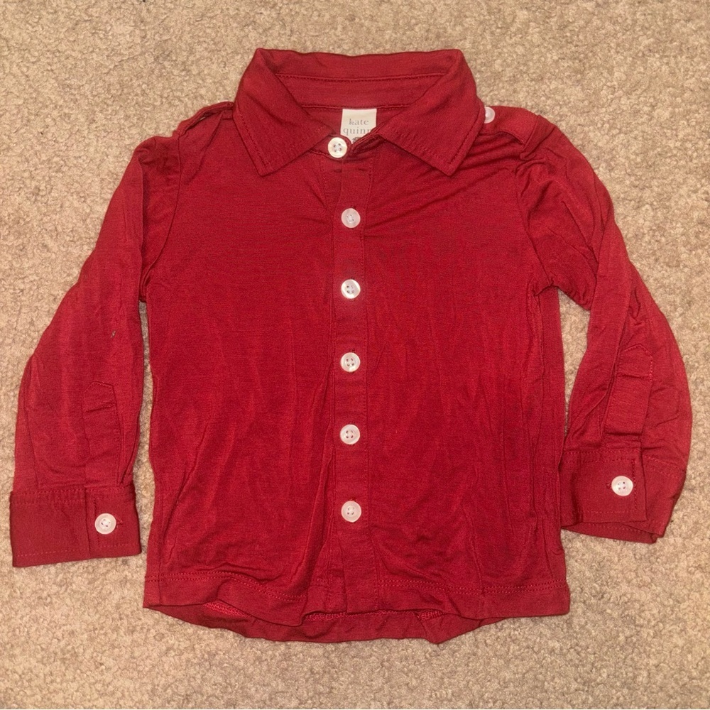 kate Quinn bamboo Red Button-Down Kids' Shirt